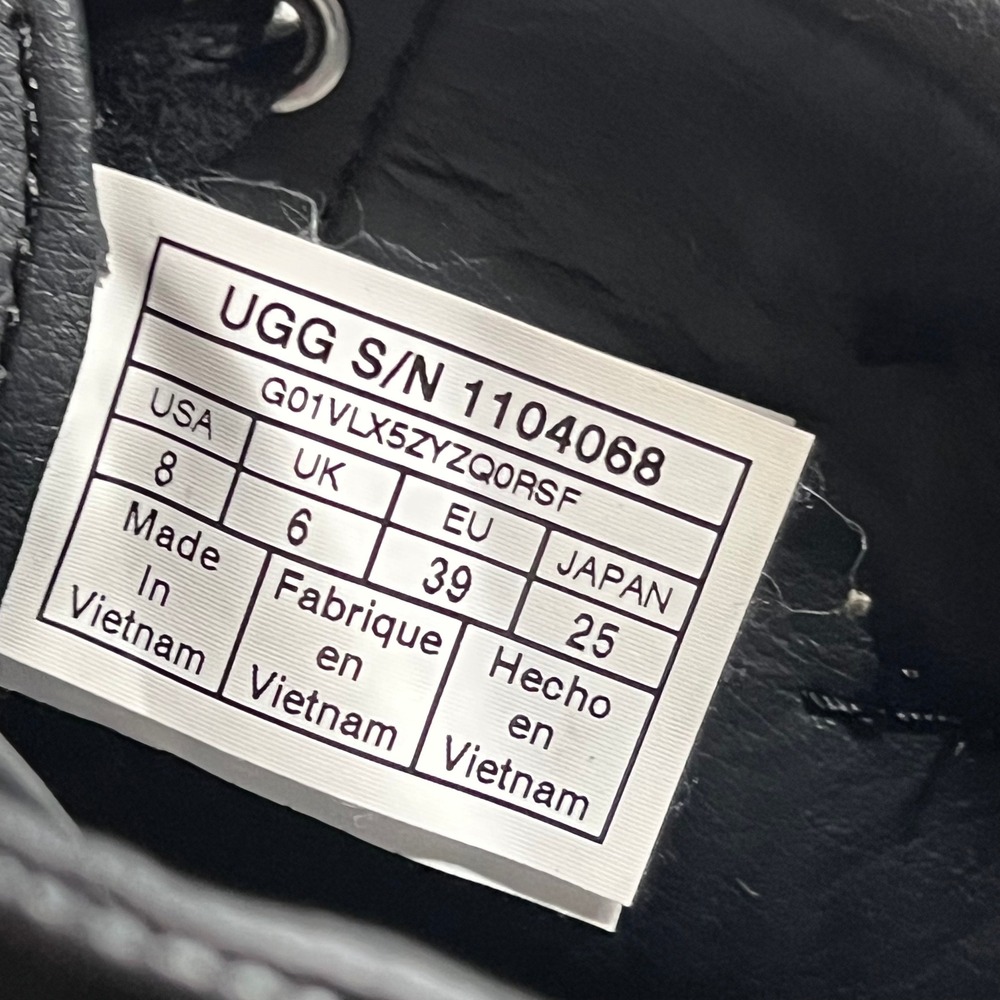 UGG Olive High Top Sneakers Black Leather Side Zip Platform 1104068 Womens 8 - Picture 2 of 10